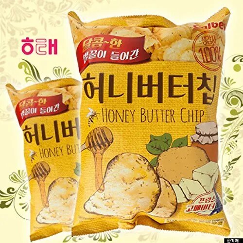 A bag of Korean Honey Butter Chips (허니버터칩)