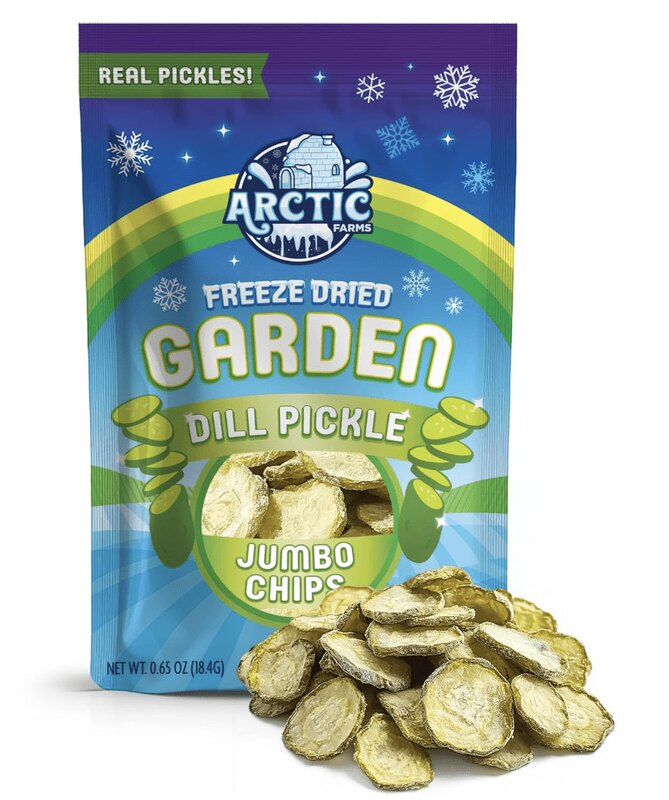 A bag of freeze-dried dill pickle jumbo chips